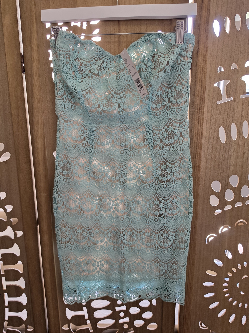 Gianni Bini Strapless Mint Lace Sheath Dress